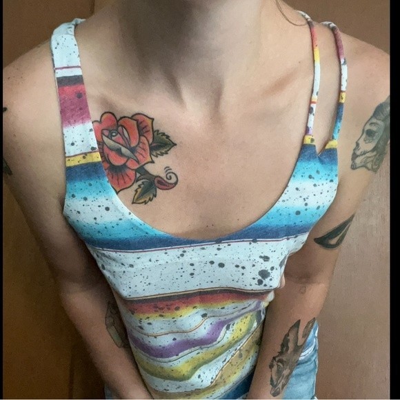 Seneca Rising PacSun Tank Rainbow Striped Flowy Top M Medium - Picture 11 of 11